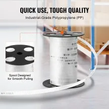 VEVOR Polyester-Zugband, 33 m x 1,6 cm, 998 kgf Zugkapazität, bedrucktes Gurtband zum Kabelziehen für Verpackung, Gartenarbeit, gewerbliche Elektrik, Leitungsarbeiten, weiß