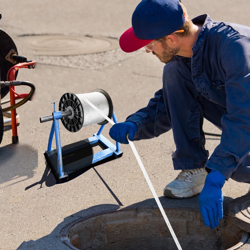 VEVOR Polyester-Zugband, 96,9 m x 1,9 cm, 1134 kgf Zugkapazität, bedrucktes Gurtband zum Kabelziehen für Verpackung, Gartenarbeit, gewerbliche Elektrik, Leitungsarbeiten, weiß