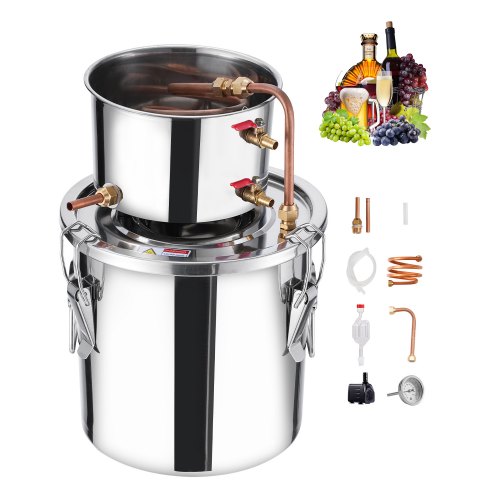 Vevor® Destilleerapparaat 12L - Destilleerketel - Distilleerketel Voor Alcohol Destilleerapparaat Etherische Olie Maak Zelf Bier Wijn Of Sterke Drank Fermentatie Set Vevor® Destilleerapparaat 12L - Destilleerketel - Distilleerketel Voor Alcohol Destilleerapparaat Etherische Olie Maak Zelf Bier Wijn Of Sterke Drank Fermentatie Set