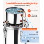 VEVOR Alkoholdestillieranlage 11,4 L Edelstahl Wasseralkohol Destillieranlage mit Kupferspule, Heimbrau-Raffinations-Gärungsset mit Thermometer und Pumpe, für Wein Whisky Brandy, Silber
