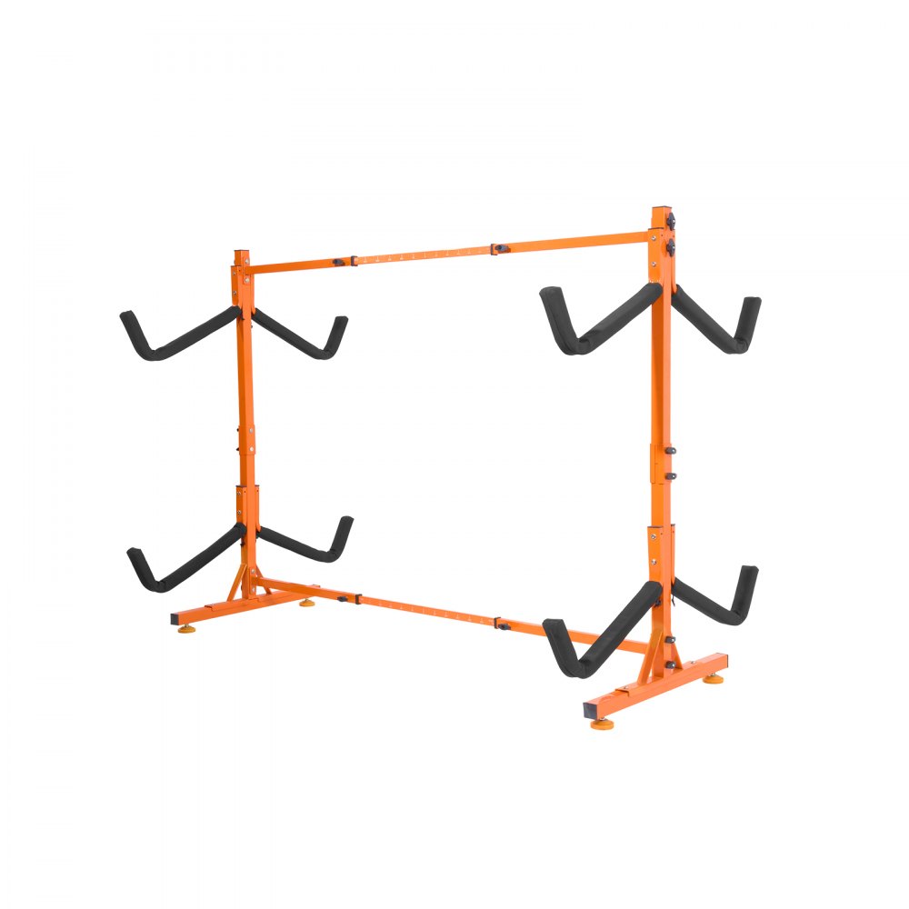 VEVOR Kayak Halterung Kajak Aufhänger 1260 x 1070 x 1375 mm, Freistehender Kajakständer 4 Kajaks 1230–1825 mm Breitenverstellbereich, Kajak Aufbewahrungsregal Robuste Kajak-Aufbewahrungshaken