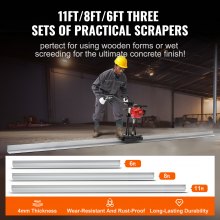 VEVOR Gasbeton-Estrichmaschine, 1830/2445/3370mm Aluminiumplatten-Geradekantenstangensatz, 4-Takt-Vibrationsmotor für Zement-Finishing mit Griffen, hocheffiziente Betonwerkzeuge 6500 U/min