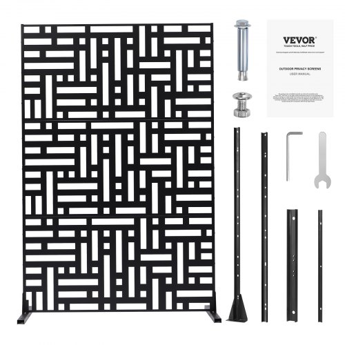 Metall Raumteiler 190x120cm | Sichtschutz Für Garten & Terrasse | Schwarz Lackiert