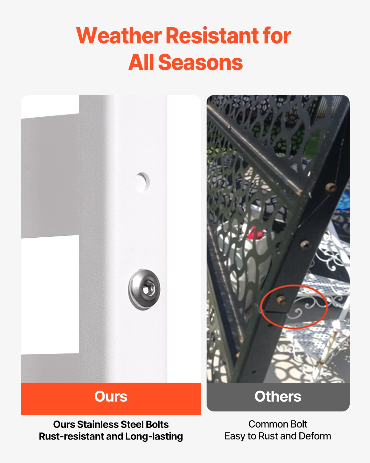 VEVOR Paravent, 120x50,8x193 cm, freistehende Außentrennwand mit Ständer, Sichtschutz, Trennwand, Raumtrenner, dekorativer Raumteiler aus Stahl für Balkon, Terrasse, Innenbereich, Whirlpool, weiß