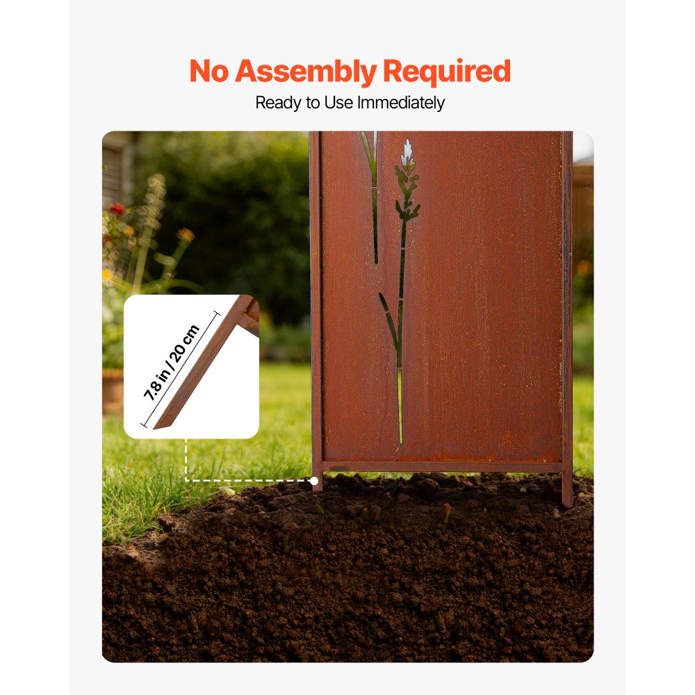 VEVOR Paravent 50x160 cm 4er-Pack, Raumteiler, Trennwand mit Erdspießen & Kohlenstoffstahlplatte, Sichtschutz, Raumtrenner, Dekorative Sichtschutzwand für Garten, Terrasse, Hof, Balkon