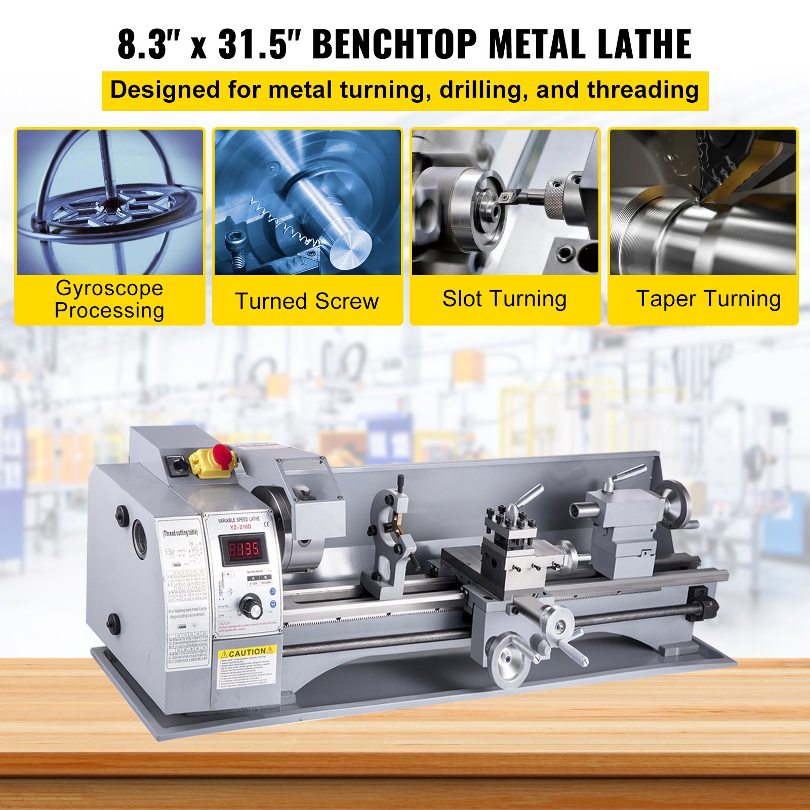 VEVOR WM210V Mini-Drehmaschine Metalldrehmaschinen Drehbank Futter Metal Lathe