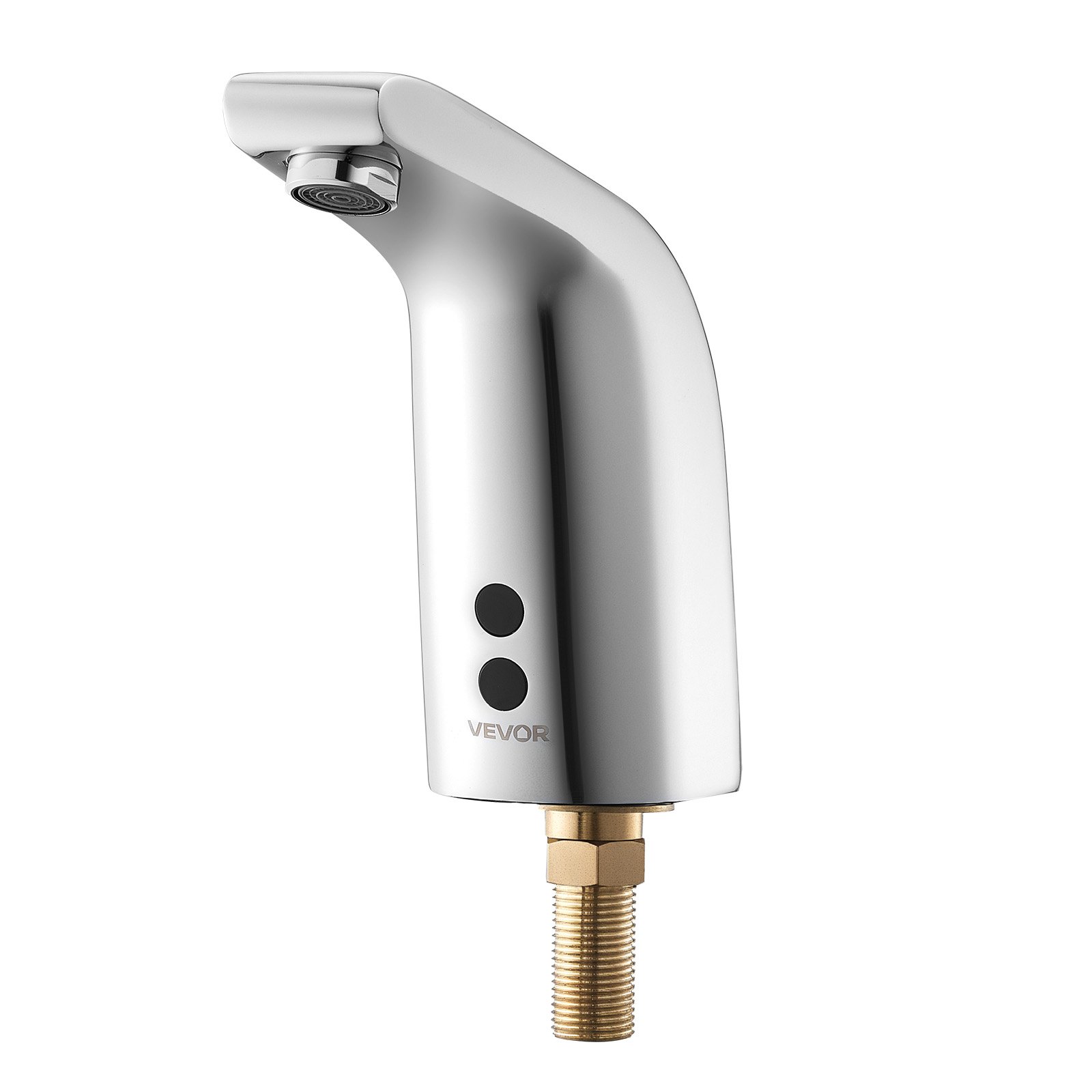 VEVOR berührungsloser Waschtischhahn (verchromtes Silber) Badezimmer, automatische Waschtischarmatur, Toilettenhahn für kaltes Wasser mit Einzelloch, batteriebetriebener Wasserhahn Sensorhahn
