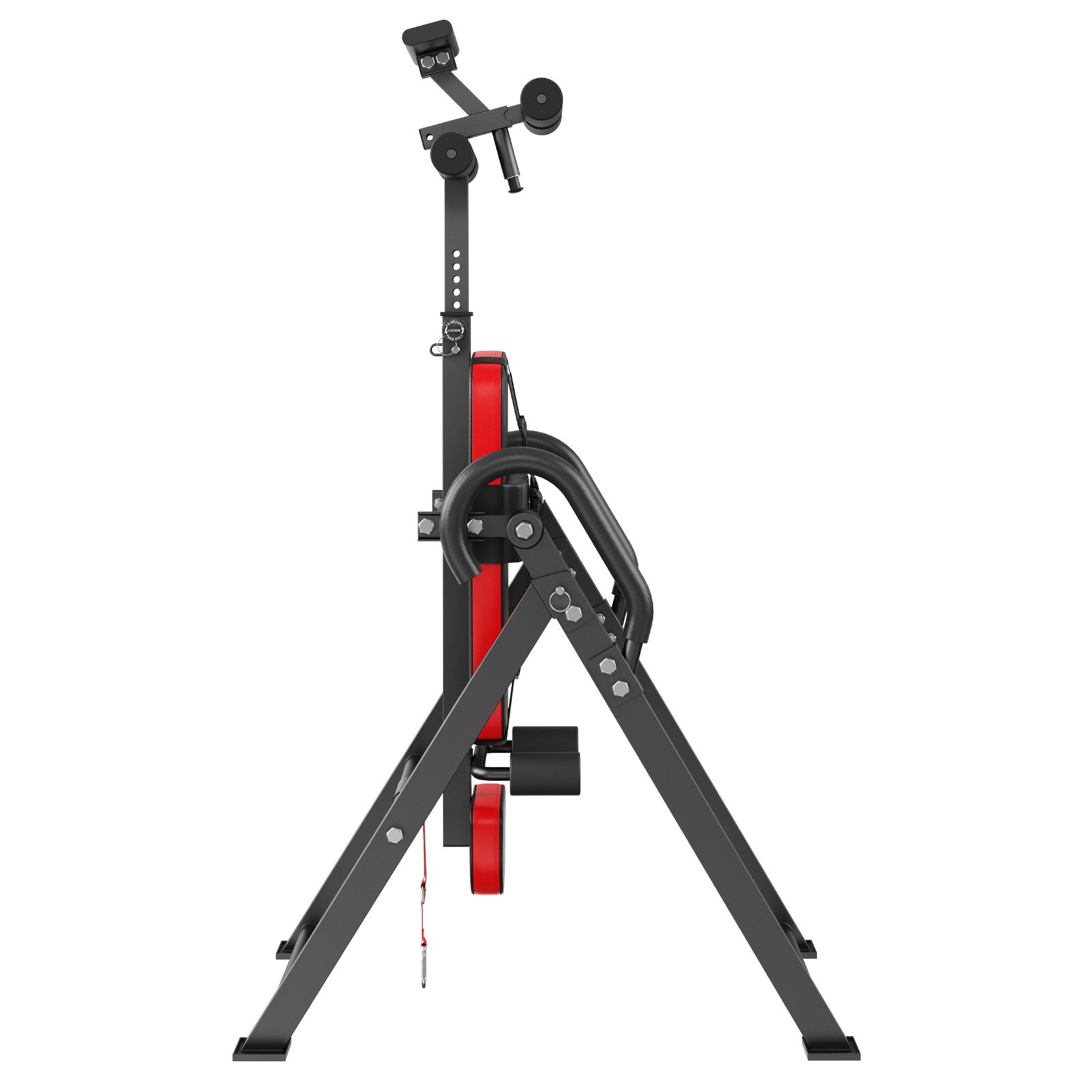VEVOR Inversionstisch, Inversionsbank, 136 kg belastbar, Multifunktionsgerät Rückentrainer, klappbares Krafttrainingsgerät mit Kopfstütze, Knöchelverriegelung, verstellbarem Schutzgurt, Rot + Schwarz