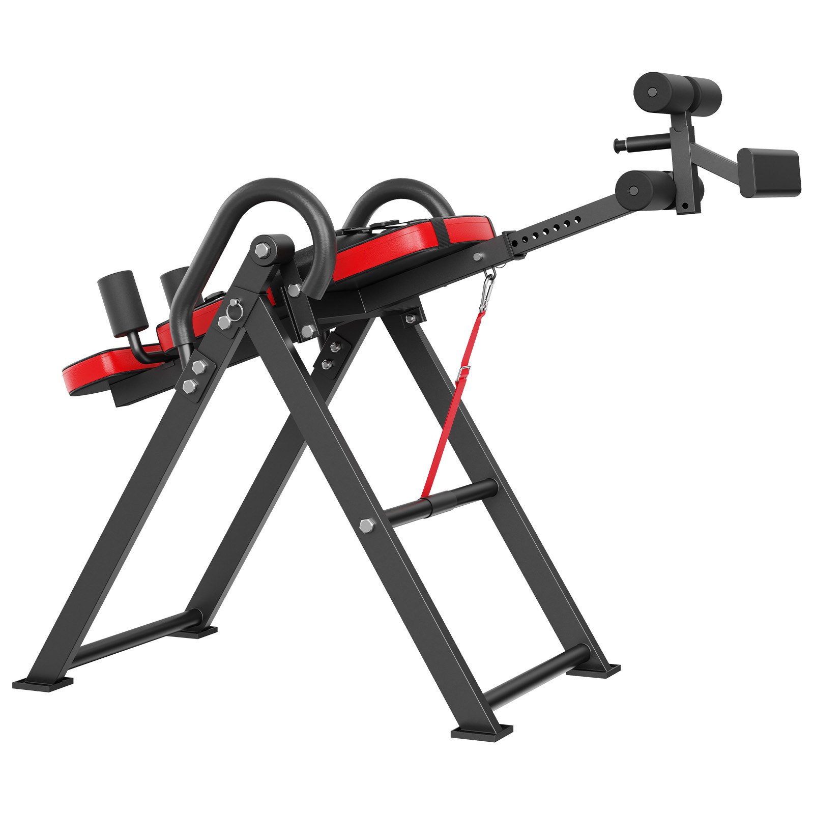 VEVOR Inversionstisch, Inversionsbank, 136 kg belastbar, Multifunktionsgerät Rückentrainer, klappbares Krafttrainingsgerät mit Kopfstütze, Knöchelverriegelung, verstellbarem Schutzgurt, Rot + Schwarz