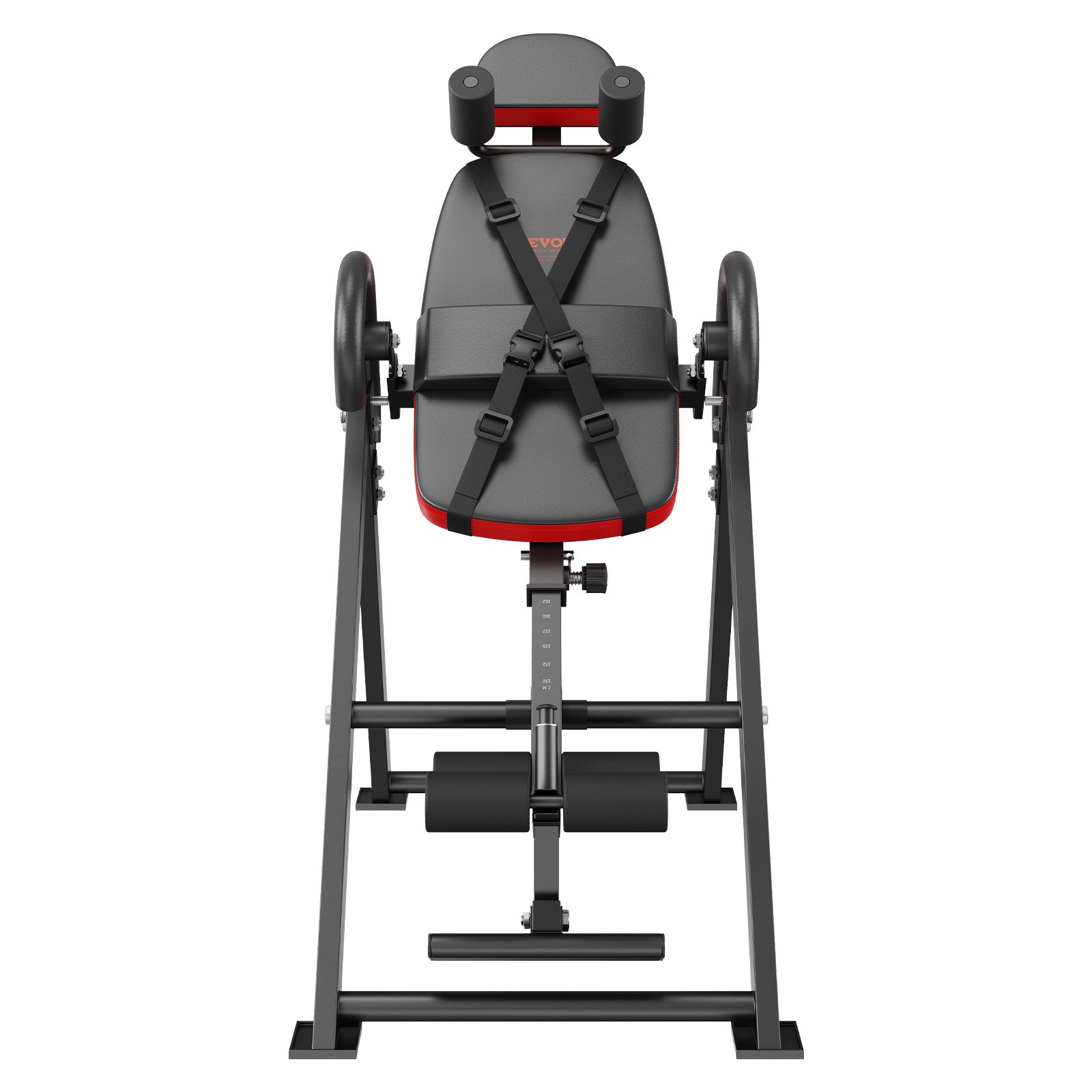 VEVOR Inversionstisch, Inversionsbank, 136 kg belastbar, Multifunktionsgerät Rückentrainer, klappbares Krafttrainingsgerät mit Kopfstütze, Knöchelverriegelung, verstellbarem Schutzgurt, Rot + Schwarz