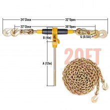 VEVOR 2er-Set Ratschenspanner Kettenspanner Zurrketten 0,8-0,9cm max.3220kg