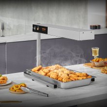 VEVOR Pommes-Frites-Speisenwärmer, 750 W, kommerzielle Streifen-Lebensmittelheizlampe, elektrische Edelstahl-Warmlicht-Abgabestation, Arbeitsplatte 104–122 °F Pommes-Wärmer für Pommes-Buffet-Küchenres