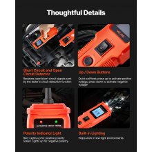 VEVOR Kfz Stromkreistester Elektroprüfer 8–35 DCV mit Stromkreissonde & TFT-Farbdisplay & Beleuchtung, Stromkreisprüfer mit 6 m langem Verlängerungskabel & Tragkoffer