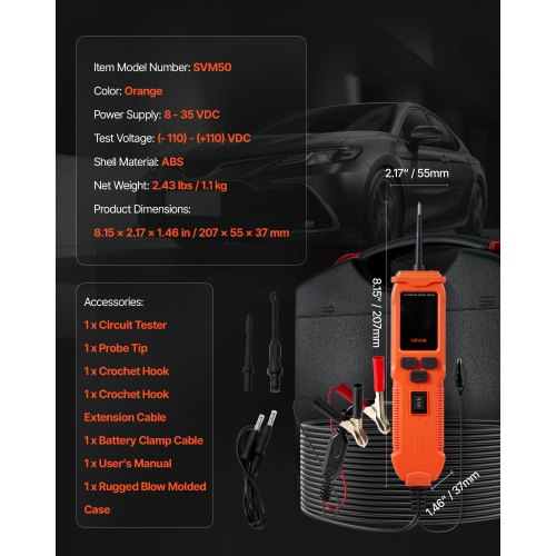 Jeanoko Kfz-Stromkreistester Mit Digitaler Anzeige – Präziser Spannungs- Und Leistungsdetektor Für Autoreparatur & Wartung