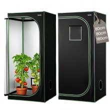 VEVOR Growzelt, 80x80x180 cm, Growbox 600D hochreflektierendes Mylar, Indoor-Pflanzenzelt mit Beobachtungsfenster, Bodenwanne & Reißverschluss, Gewächshaus Zuchtzelte für Obst, Blumen & Gemüse