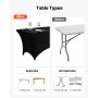 VEVOR 6 x Stretch Spandex Tischdecke Tischwäsche (rechteckig) geeignet für 1829 mm Tische, waschbarer knitterfreier Tischdeckenschutz, Tischtuch für Partys Hochzeiten Bankette Festivals, Schwarz