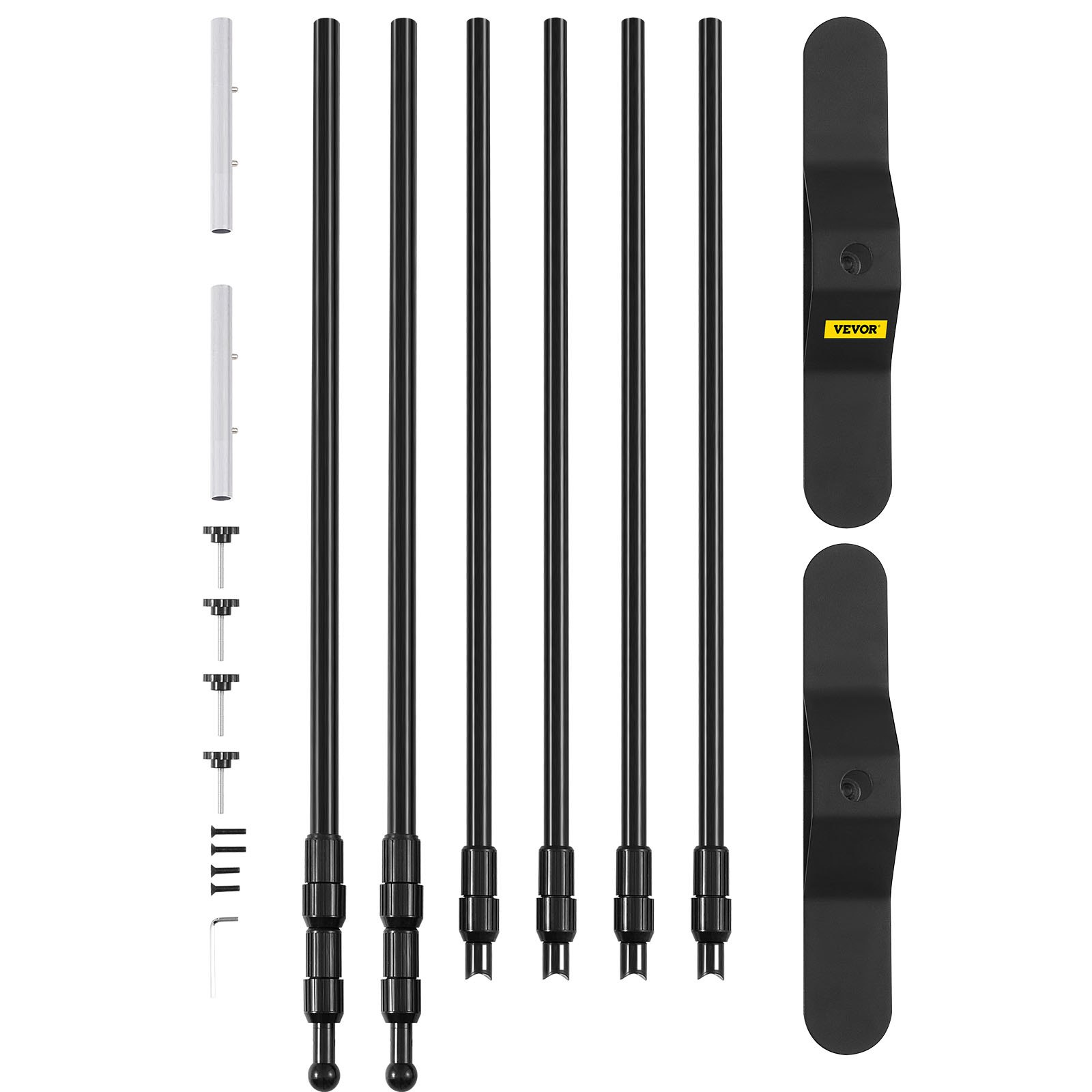 VEVOR Teleskoprohr Hintergrund Ständer DM-ABS Teleskop Hintegrundsystem, Schwarzer Hintergrund Ständer Aluminium Material, Geeignet für Feiertagsveranstaltungen, Abendpartys, Werbung