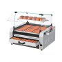 VEVOR Hot Dog Grill Maschine 30 Hot dogs 11 Rollen Edelstahl, 2400 W, Elektrogrill mit Brötchenwärmer & Abdeckung (Glas + PC) & 3 Temperaturregler & seitlicher Aufbewahrungsbox & Ölauffangschale