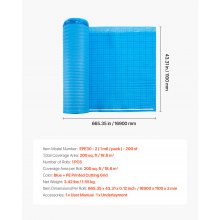 VEVOR Trittschalldämmung, 18,6 m²/Rolle, 3-in-1 3 mm dicke Dämmungunterlage mit Klebeband & Dampfsperre, EPE-Schaum mit blauem PE, Schalldämmung & Geräuschreduzierung, für Laminat-Holzböden