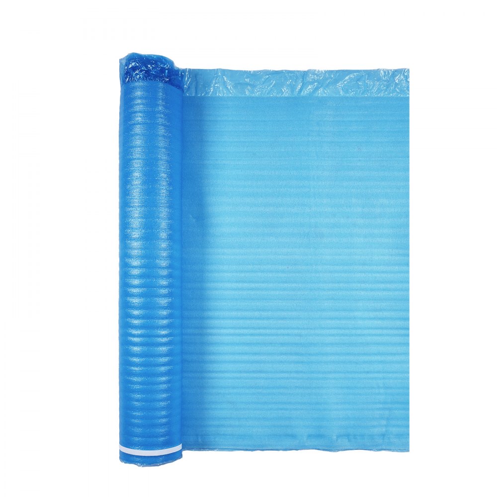 VEVOR Trittschalldämmung, 55,8 m², 3-in-1 2 mm dicke Dämmungunterlage mit Klebeband & Dampfsperre, EPE-Schaum mit blauem PE, Schalldämmung & Geräuschreduzierung, für Laminat-Holzböden, 6 Stk.