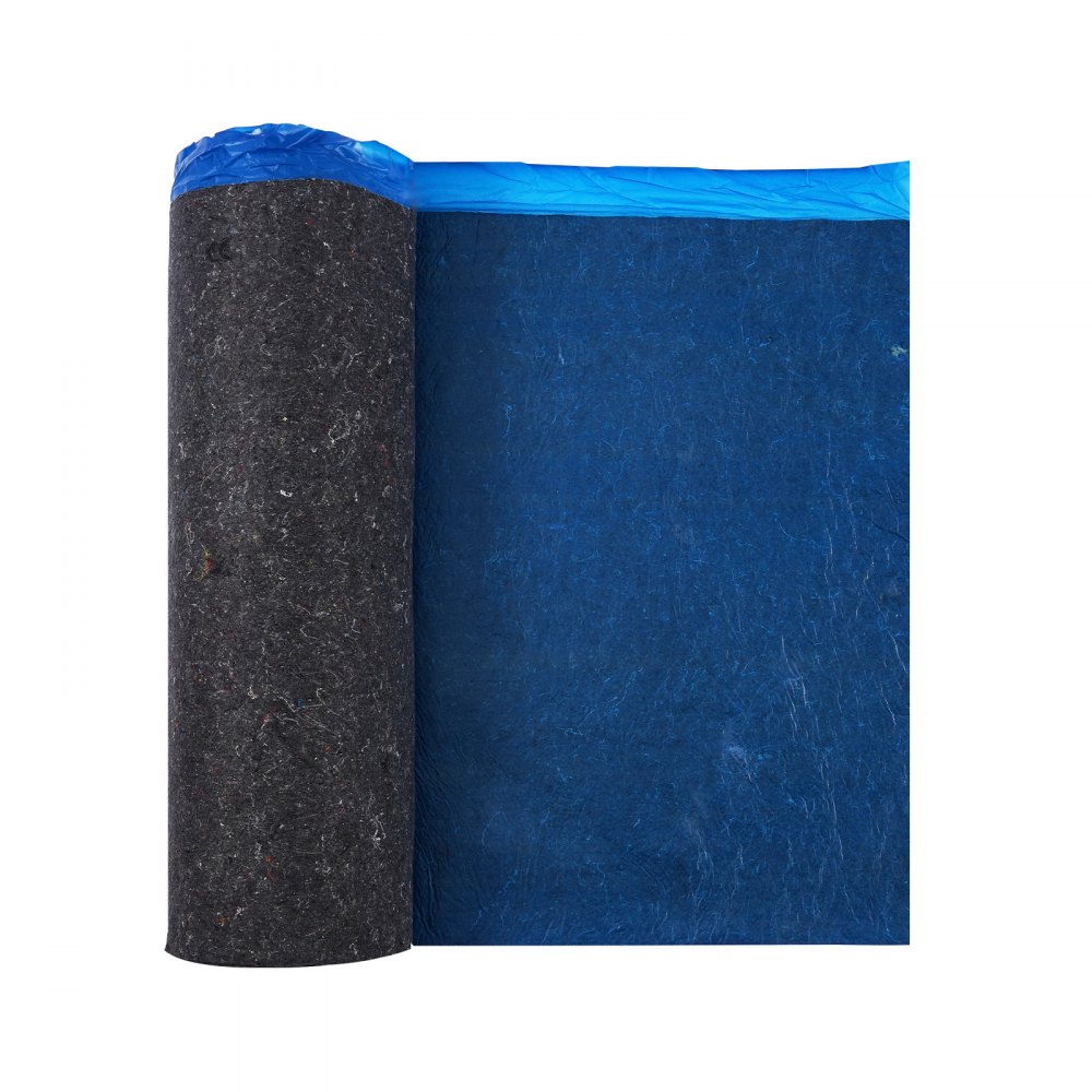 VEVOR Trittschalldämmung, 37,2 m², 3 mm Laminatbodenunterlage mit angebrachter Dampfsperre, Faser + PE-Folie, Schalldämmung & Geräuschreduzierung für Vinyl und Holz (2 Rollen x 18,6 m²)