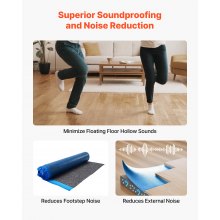VEVOR Trittschalldämmung, 9,3 m², 3 mm dicke Laminatbodenunterlage mit angebrachter Dampfsperre, Faser + PE-Folie, Schalldämmung & Geräuschreduzierung, ideal für Vinyl-, Laminat- & Holzboden