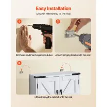 VEVOR Badezimmer Wandschrank Medizinschrank mit 2 Türen & verstellbaren Regalen, Aufbewahrungsschrank Hängeschrank mit offener Trennwand & Handtuchhalter für Küche Toilette Waschküche