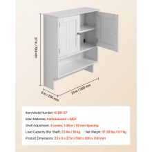 VEVOR Badezimmer Wandschrank Medizinschrank mit 2 Türen & verstellbaren Regalen, Aufbewahrungsschrank Hängeschrank mit offener Trennwand & Handtuchhalter für Toilette Waschküche Küche