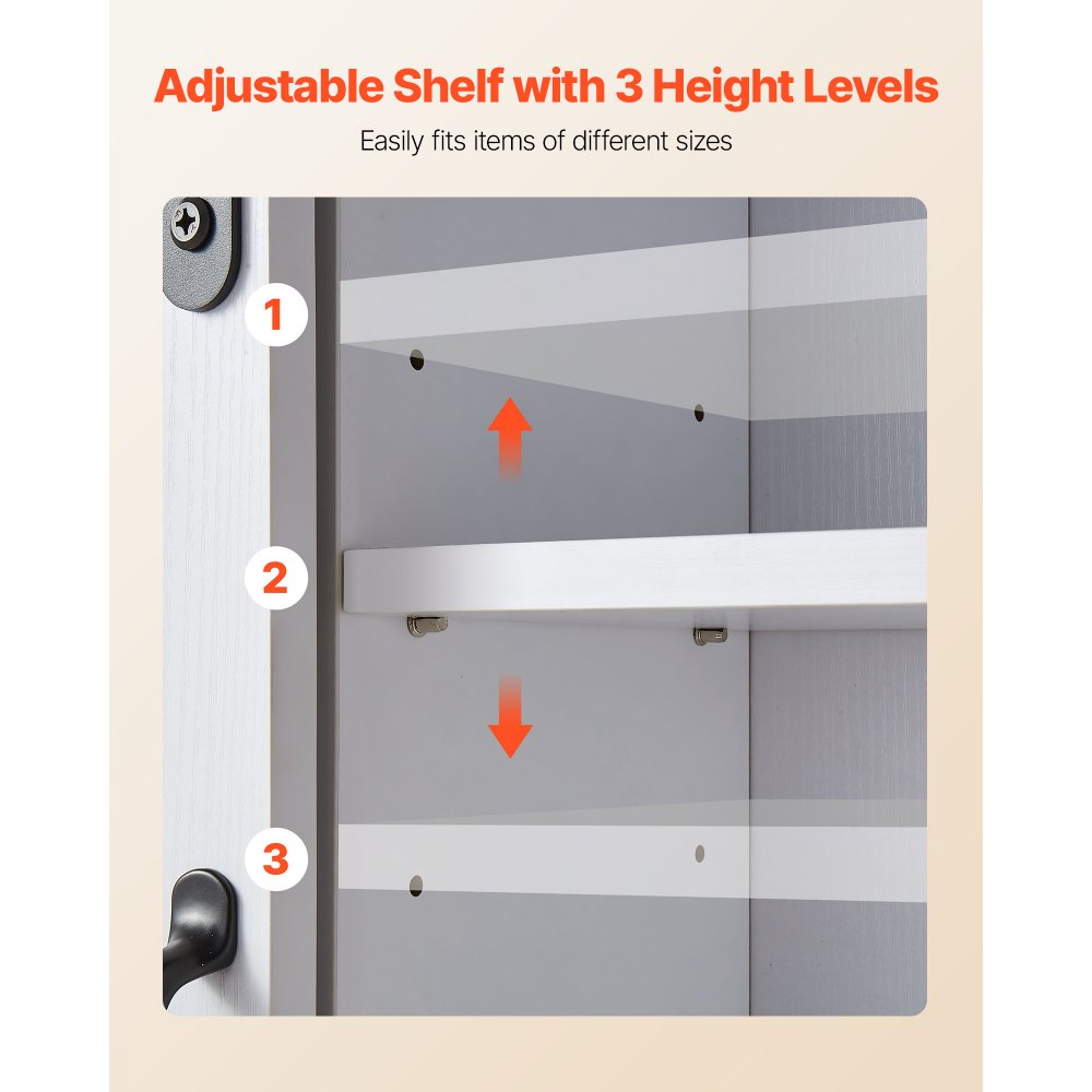 VEVOR Badezimmer Wandschrank Medizinschrank mit 2 Schiebetüren & verstellbaren Regalen, Aufbewahrungsschrank Hängeschrank mit offener Trennwand / Handtuchhalter / Haken für Küche, Toilette
