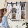 VEVOR Badezimmer Wandschrank Medizinschrank mit 2 Schiebetüren & verstellbaren Regalen, Aufbewahrungsschrank Hängeschrank mit offener Trennwand / Handtuchhalter / Haken für Küche, Toilette