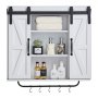 VEVOR Badezimmer Wandschrank Medizinschrank mit 2 Schiebetüren & verstellbaren Regalen, Aufbewahrungsschrank Hängeschrank mit offener Trennwand / Handtuchhalter / Haken für Küche, Toilette