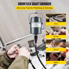 VEVOR Elektrische Drehwerkzeug Flex Shaft Wellen Aufhängung 380 W Schnellschleif Gerät biegsamer Welle, Hängemühle Wellenlänge 100cm, Fußpedal-Steuerung 500-23000U/min, Dreibackenfutt