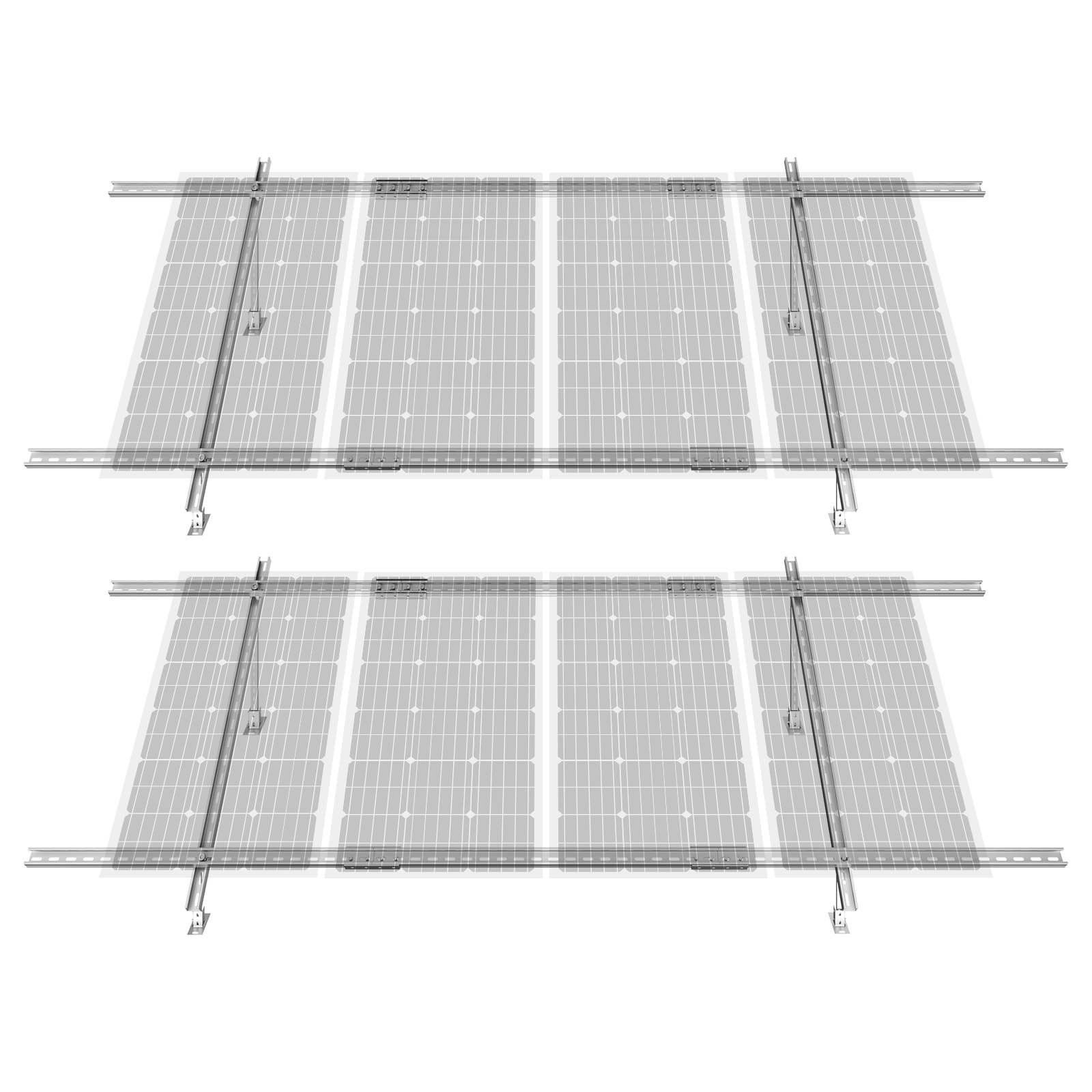 VEVOR 2er-Set Solarmodul Montagehalterung, 30°-60° verstellbare mehrteilige Solarmodulhalterungen für 4-8 Solarmodule, Balkonkraftwerk, Befestigungssystem für Bauernhöfe, Wohnmobile, Boote, bis 150 kg
