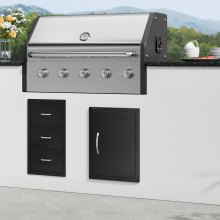 VEVOR Grill-Zugangstür, 415 x 570 mm, Einzelne Außenküchentür, Flächenbündig Montierte Kaltplattentür, Vertikale Wandtür mit Griff, für Grillinsel, Grillstation, Außenschrank Schwarz