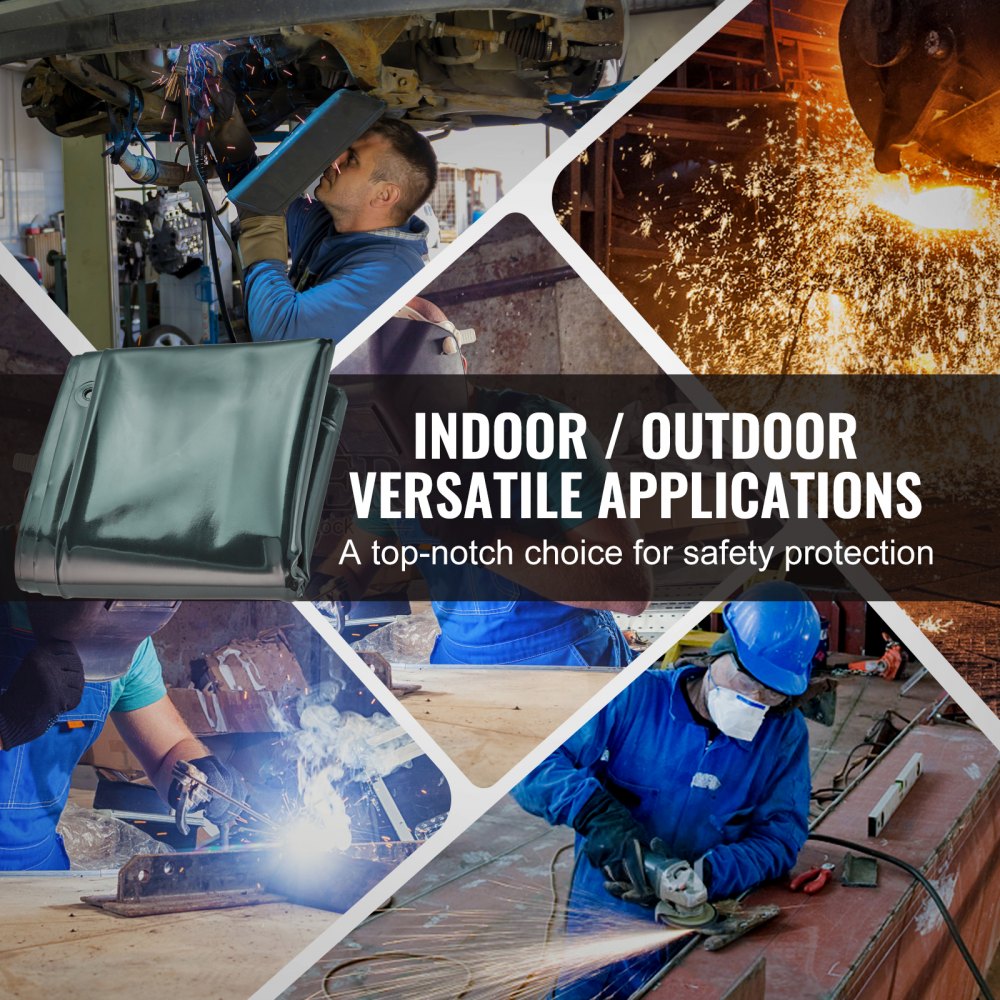 VEVOR Schweißvorhang 1,8 x 1,8 m Schweißschutzvorhang aus Flammhemmendem Vinyl Schweißschutzwand mit 4 Schwenkrädern und einem 6-stufigen UV-Schutz Schweißerdecke Schweißschutz Grün