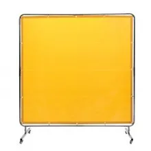 VEVOR Schweißvorhang 1,8 x 1,8 m Schweißschutzvorhang aus Flammhemmendem Vinyl Schweißschutzwand mit 4 Schwenkrädern und einem 6-stufigen UV-Schutz Schweißerdecke Schweißschutz Gelb