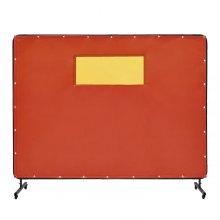 VEVOR Schweißvorhang 1,8x2,4m Schweißschutzvorhang aus Flammhemmendem Vinyl Schweißschutzwand mit 4 Schwenkrädern und einem 6-stufigen UV-Schutz Schweißerdecke Schweißschutz Rot