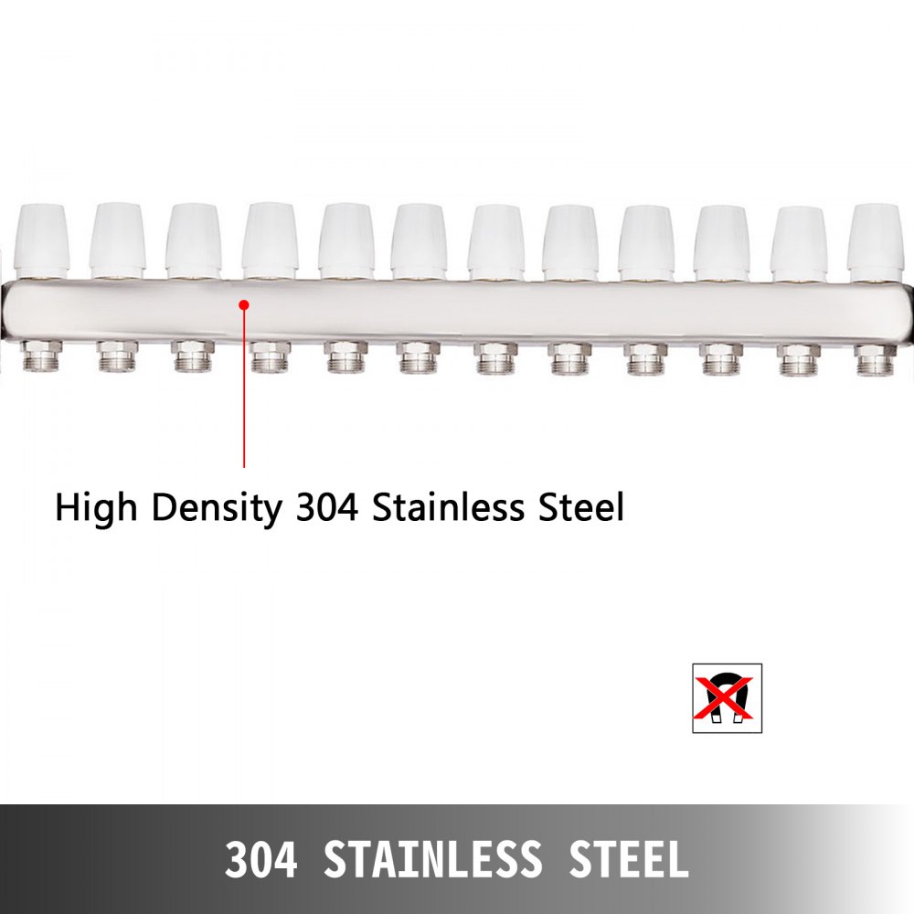 Edelstahl Heizkreisverteiler Fußbodenheizung 12 Fach Verkehrt Herum Für 1/2"