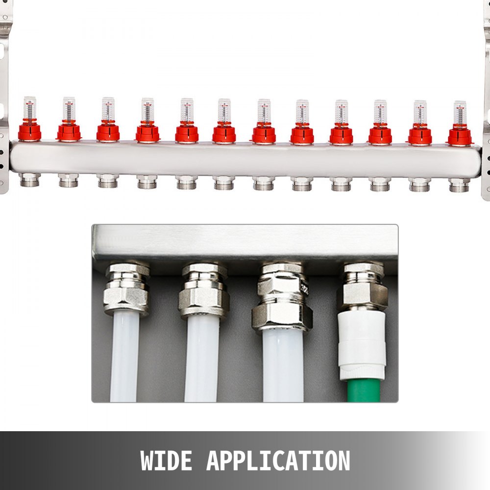 Edelstahl Heizkreisverteiler Fußbodenheizung 12 Fach Verkehrt Herum Für 1/2"