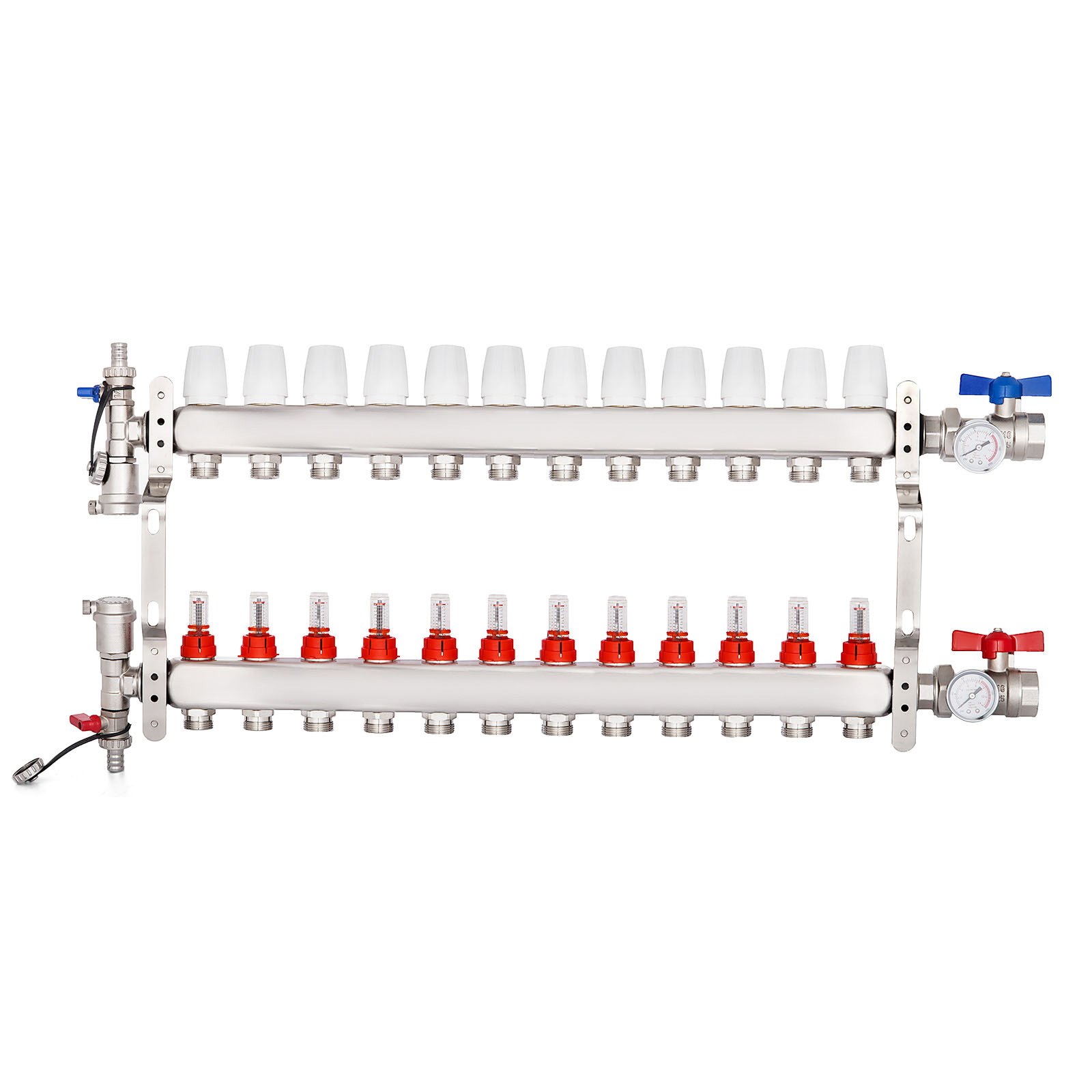 Edelstahl Heizkreisverteiler Fußbodenheizung 12 Fach Verkehrt Herum Für 1/2"