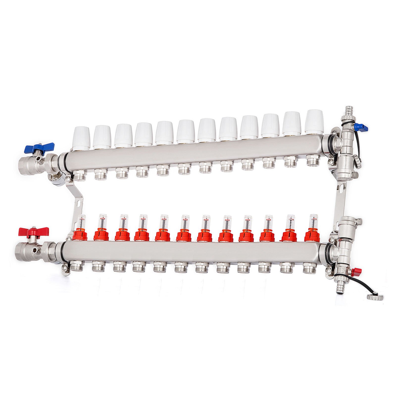 Edelstahl Heizkreisverteiler Fußbodenheizung 12 Fach Verkehrt Herum Für 1/2"