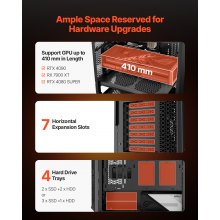 VEVOR PC-Gehäuse mit 3x 140mm PWM-Lüftern für E-ATX-Motherboard Full-Tower