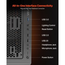 VEVOR PC Gaming Gehäuse Mid-Tower 4x 120 mm ARGB-Lüfter für ATX-Motherboard
