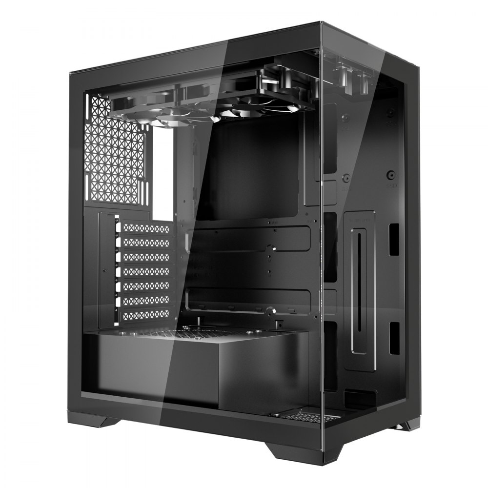 VEVOR PC-Gaming-Gehäuse, Mid-Tower, gehärtetes Glaspanel mit hohem Luftstrom, Staubfilter, 2x 120-mm-Lüfter, Kabelmanagement, für GPUs mit bis zu 360 mm Länge, kompatibel mit ATX/M-ATX/ITX