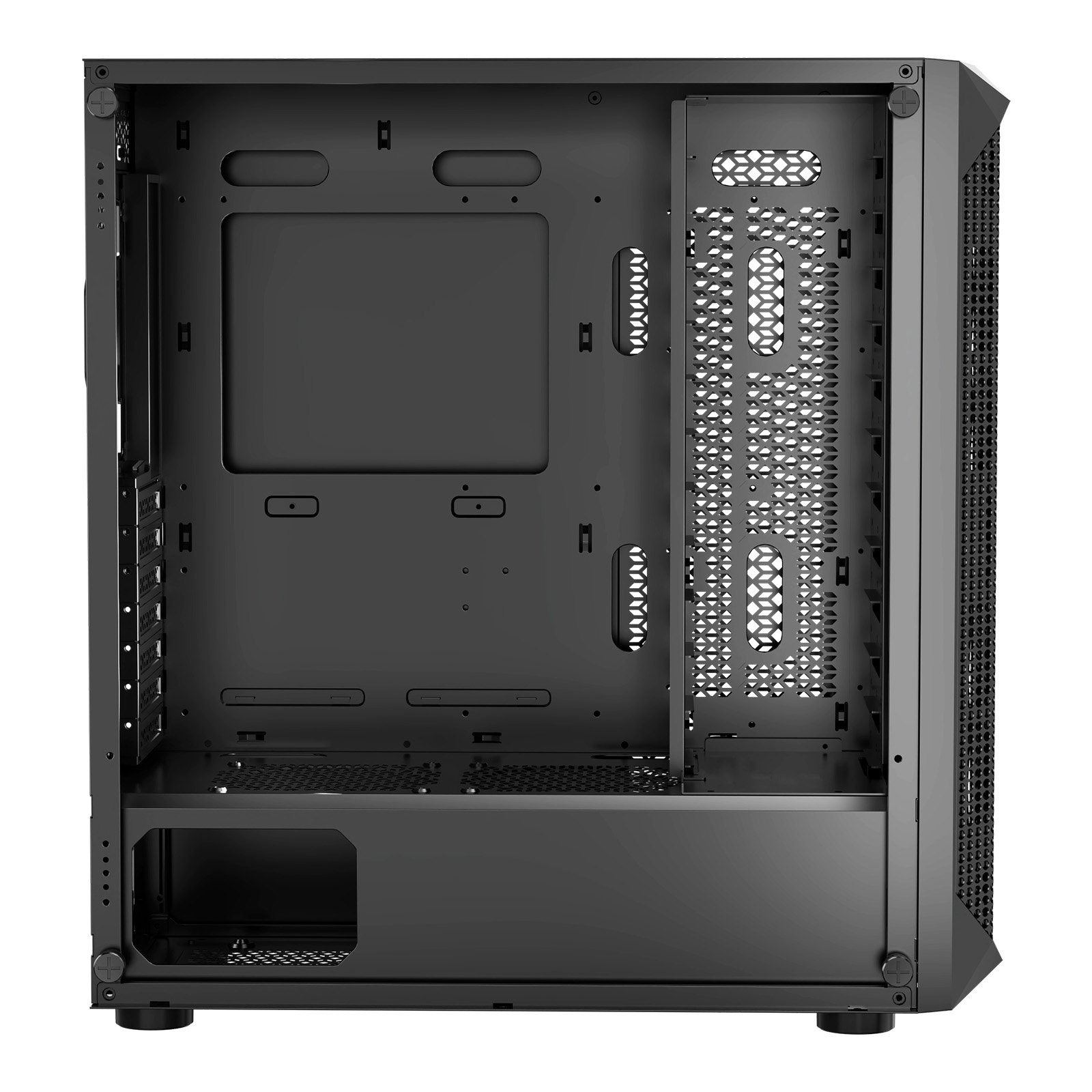 VEVOR PC-Gaming-Gehäuse, Mid-Tower, gehärtetes Glaspanel mit hohem Luftstrom, Staubfilter, 4x 120-mm-Lüfter, Kabelmanagement, für GPUs mit bis zu 270 mm Länge, kompatibel mit ATX/M-ATX/ITX