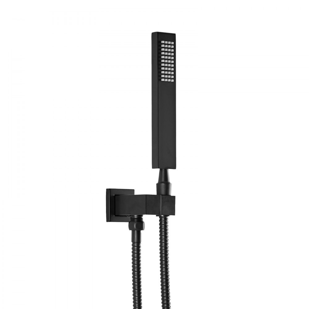 VEVOR Duschsystem-Set mit 16 Zoll Regenduschsystem / 6 Körperbrausen  / 2 in 1 Handbrause, drehbarer Regenkopf (3 Funktionen), Messingventil und Verkleidungssatz, Mattschwarz Badezimmer