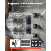 VEVOR Duschsystem-Set mit 16 Zoll Regenduschsystem / 6 Körperbrausen  / 2 in 1 Handbrause, drehbarer Regenkopf (3 Funktionen), Messingventil und Verkleidungssatz, Mattschwarz Badezimmer