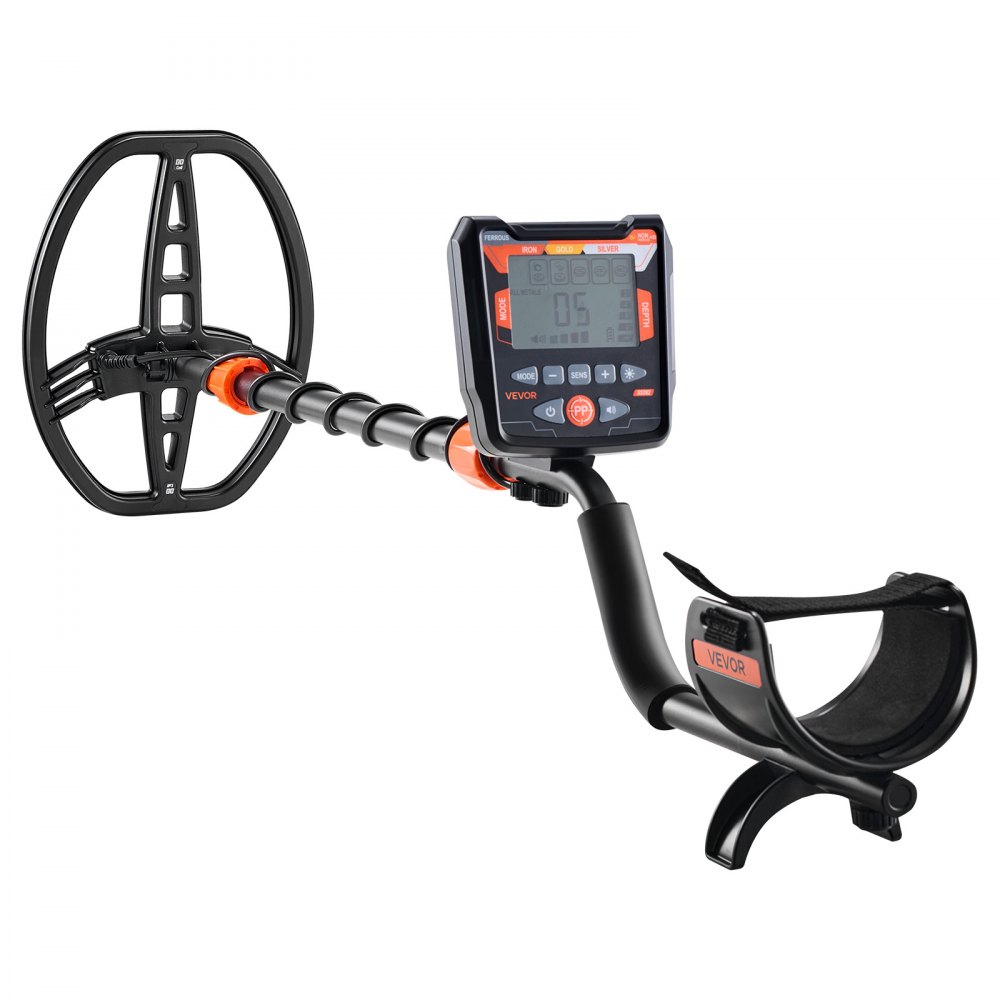 VEVOR Metalldetektor für Erwachsene 254 mm, Profi Metallsuchgerät mit 5 Modi, Hochpräziser Golddetektor, IP68 Wasserdichte Suchspule mit Display, Kopfhörer, Verstellbare Länge, zur Goldsuche