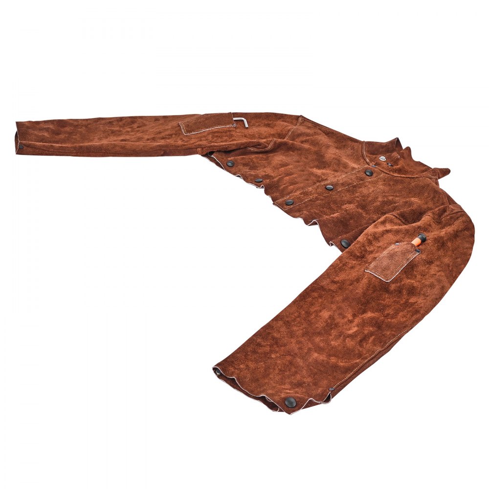VEVOR Schweißerumhang, 278x533x610 mm, flammhemmender Sicherheitsumhang aus Rindsleder, hitzebeständige Arbeitsbekleidung, zum Schweißen, Schmieden, Holzarbeiten, Gartenarbeit, Größe M