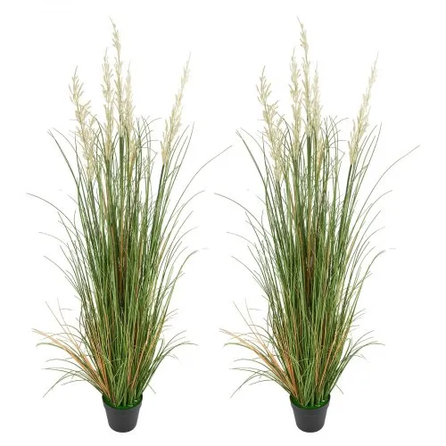 VEVOR Kunstrasenpflanze, 2er-Pack, 1499 mm, Kunst-Schilfgras im Topf, PVC-Kunstpflanze, Grasbusch, Sträucher für drinnen & draußen, Haus, Garten,